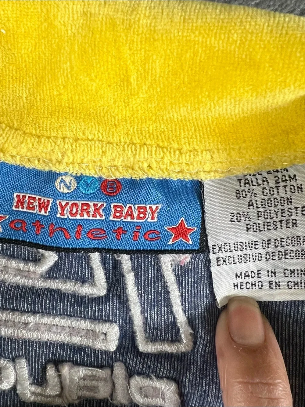 Vintage New York Baby Athletic Y2K Velour Tracksuit Yellow Blue Sz 24 Months